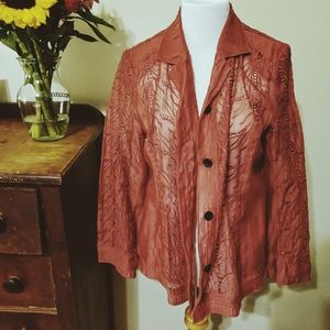 Vintage Rose Sheer Button Down
